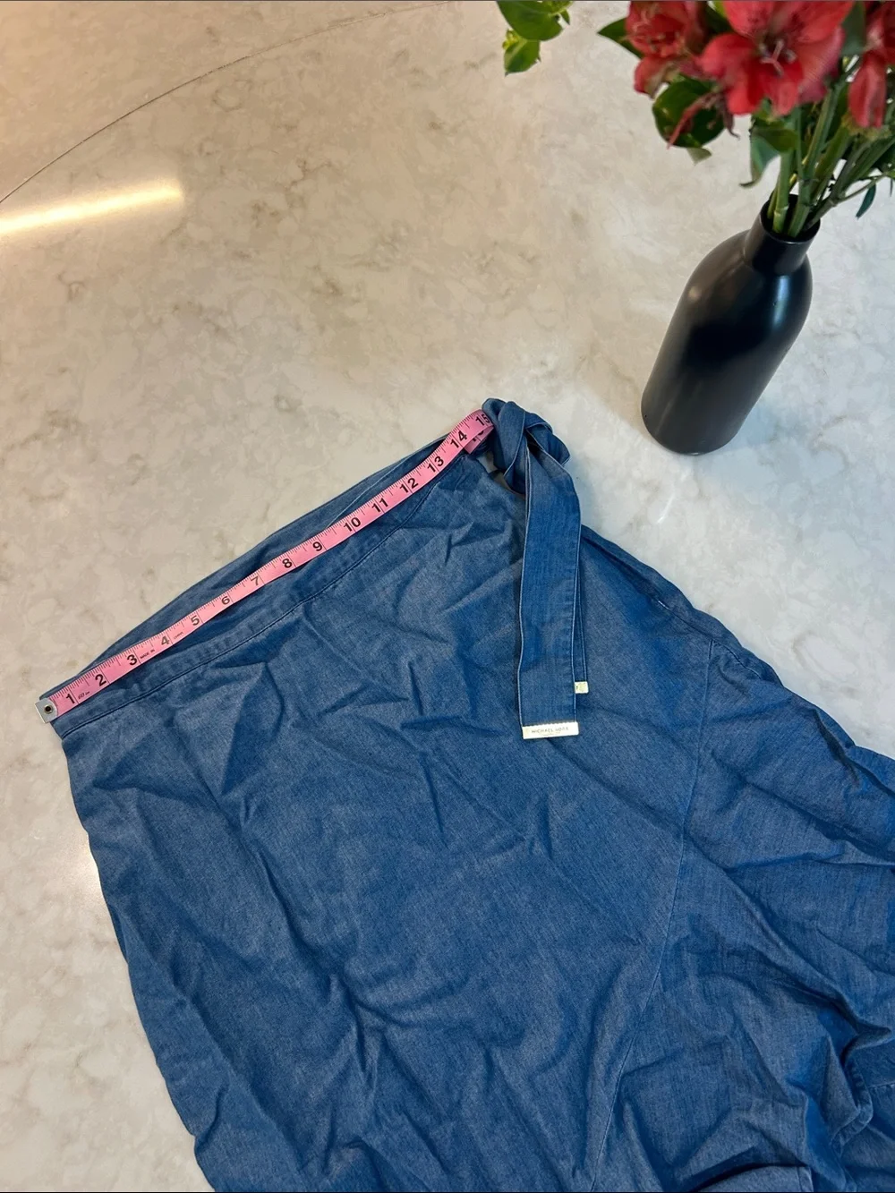 NWT Michael Kors Chambray Ruffle Maxi Skirt